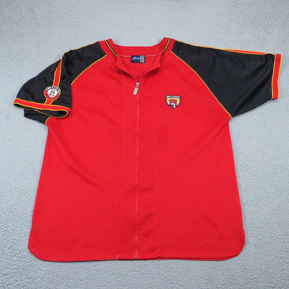 Vintage Boss Men XXXL Red Black Baseball Jersey Y2K‎ 90s Street Embroidered USA